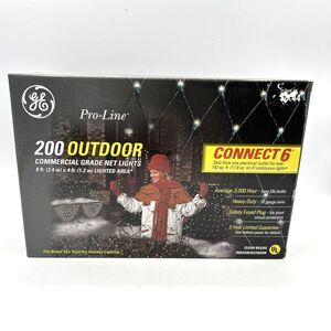 GE Pro-Line 200 Outdoor Commercial Grade Clear Net Lights 8"x4" Christmas NIB
